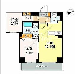 JR山手線 大崎駅 徒歩8分の賃貸マンション 1階2LDKの間取り