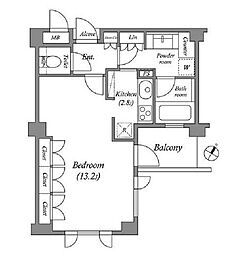 東京メトロ日比谷線 広尾駅 徒歩6分の賃貸マンション 3階1Kの間取り