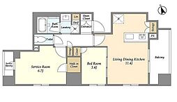 東京メトロ東西線 南砂町駅 徒歩13分の賃貸マンション 2階1SLDKの間取り