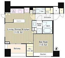 東京メトロ千代田線 乃木坂駅 徒歩8分の賃貸マンション 6階1LDKの間取り