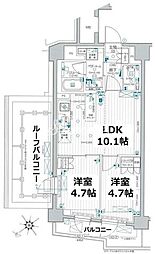 都電荒川線 東尾久三丁目駅 徒歩2分の賃貸マンション 6階2LDKの間取り