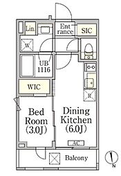 東京メトロ東西線 神楽坂駅 徒歩5分の賃貸マンション 3階1LDKの間取り