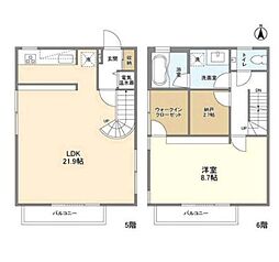 東京メトロ東西線 木場駅 徒歩5分の賃貸マンション 5階1SLDKの間取り