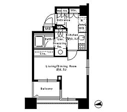 東京メトロ半蔵門線 表参道駅 徒歩10分の賃貸マンション 4階1Kの間取り