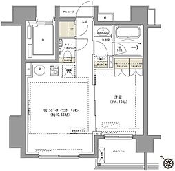 東京メトロ千代田線 赤坂駅 徒歩5分の賃貸マンション 7階1LDKの間取り