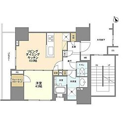 都営浅草線 蔵前駅 徒歩4分の賃貸マンション 9階1LDKの間取り
