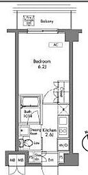 東京メトロ東西線 神楽坂駅 徒歩5分の賃貸マンション 2階1Kの間取り