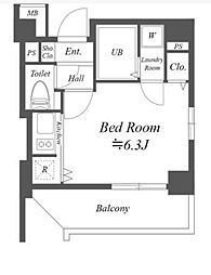 東京メトロ有楽町線 月島駅 徒歩3分の賃貸マンション 4階ワンルームの間取り