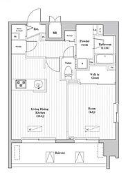 京急本線 大森海岸駅 徒歩6分の賃貸マンション 12階1LDKの間取り