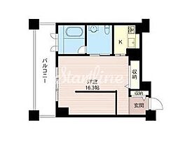都営大江戸線 勝どき駅 徒歩5分の賃貸マンション 10階ワンルームの間取り