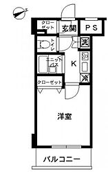 都営浅草線 戸越駅 徒歩7分の賃貸マンション 12階1Kの間取り