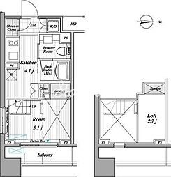 東京メトロ半蔵門線 錦糸町駅 徒歩8分の賃貸マンション 2階ワンルームの間取り