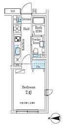 東急大井町線 荏原町駅 徒歩9分の賃貸マンション 2階1DKの間取り