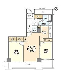 東京メトロ半蔵門線 水天宮前駅 徒歩6分の賃貸マンション 42階2LDKの間取り