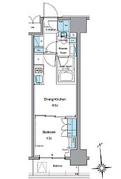 都営大江戸線 新御徒町駅 徒歩4分の賃貸マンション 5階1DKの間取り