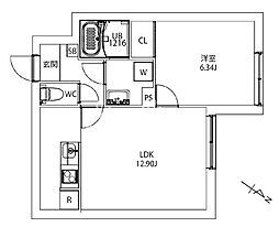 東京メトロ南北線 後楽園駅 徒歩11分の賃貸マンション 地下1階1LDKの間取り