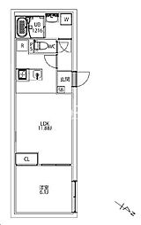 東京メトロ南北線 後楽園駅 徒歩11分の賃貸マンション 4階1LDKの間取り