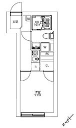 東京メトロ南北線 後楽園駅 徒歩11分の賃貸マンション 2階1Kの間取り