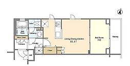 東京メトロ東西線 飯田橋駅 徒歩7分の賃貸マンション 2階1LDKの間取り
