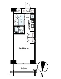 JR総武線 亀戸駅 徒歩9分の賃貸マンション 2階ワンルームの間取り