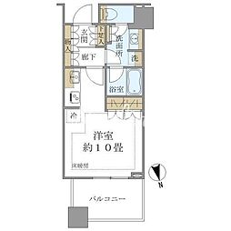 白金ザ・スカイ西棟 ワンルームの間取図画像