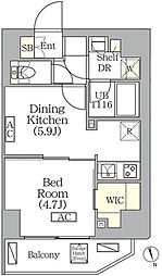 BRICKRESIDENCE南青山 1DKの間取図画像