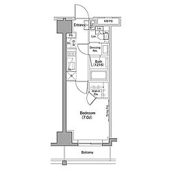 ザ・パークハビオ木場 1Kの間取図画像