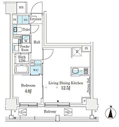 J.GRANCourt品川西大井EAST 1LDKの間取図画像
