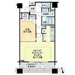 麻布市兵衛町ホームズ 1LDKの間取図画像