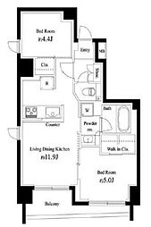 アルティザ東銀座 2LDKの間取図画像