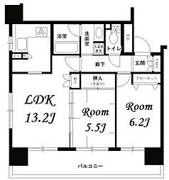 パークキューブ浅草田原町 2LDKの間取図画像