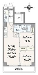ALPHACOURT町屋 2LDKの間取図画像