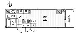 アーデン芝公園 ワンルームの間取図画像