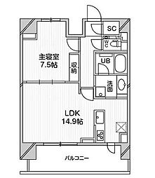 M白金台 1LDKの間取図画像