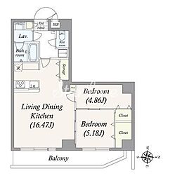 アルファコート亀戸2 2LDKの間取図画像