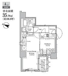 プラウドフラット三越前イースト 1LDKの間取図画像
