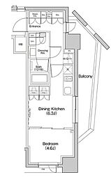 ザ・パークハビオ荏原中延プレイス 1DKの間取図画像