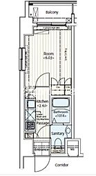 ドゥーエ新富町 1Kの間取図画像