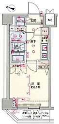 ブライズ荏原中延 1Kの間取図画像