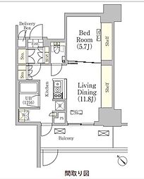 メゾンカルム日本橋馬喰町 1LDKの間取図画像
