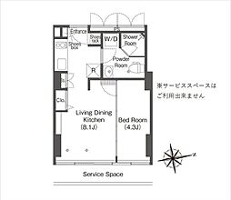 ウエリスアーバン品川タワー 1LDKの間取図画像