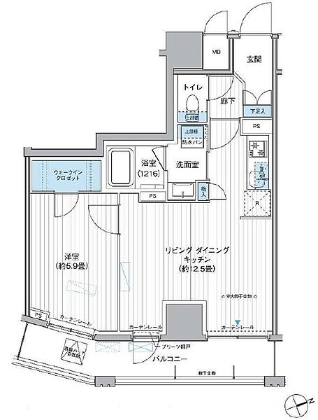 東京都台東区駒形１丁目(賃貸マンション1LDK・9階・43.37㎡)の写真 その2