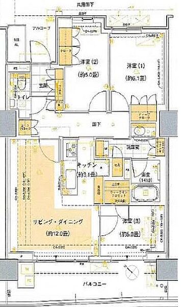 東京都中央区晴海５丁目(賃貸マンション3LDK・11階・76.45㎡)の写真 その2