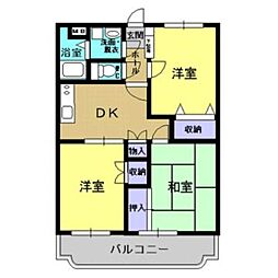 JR日豊本線 鹿児島中央駅 西陵1丁目下車 3.8kmの賃貸マンション 3階3DKの間取り