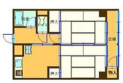 鹿児島市電2系統 市役所前駅 市役所前下車 徒歩1分の賃貸マンション 5階2DKの間取り