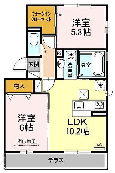 鹿児島県鹿児島市宇宿８丁目(賃貸アパート2LDK・1階・52.50㎡)の写真 その2