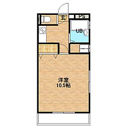 鹿児島市電2系統 加治屋町駅 徒歩8分の賃貸マンション 5階1Kの間取り