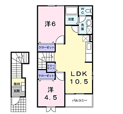 ハーモニーK2 2LDKの間取図画像