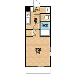 鹿児島市電1系統 騎射場駅 徒歩4分の賃貸マンション 2階1Kの間取り