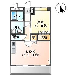 リバーブリーズ・天辰 1LDKの間取図画像